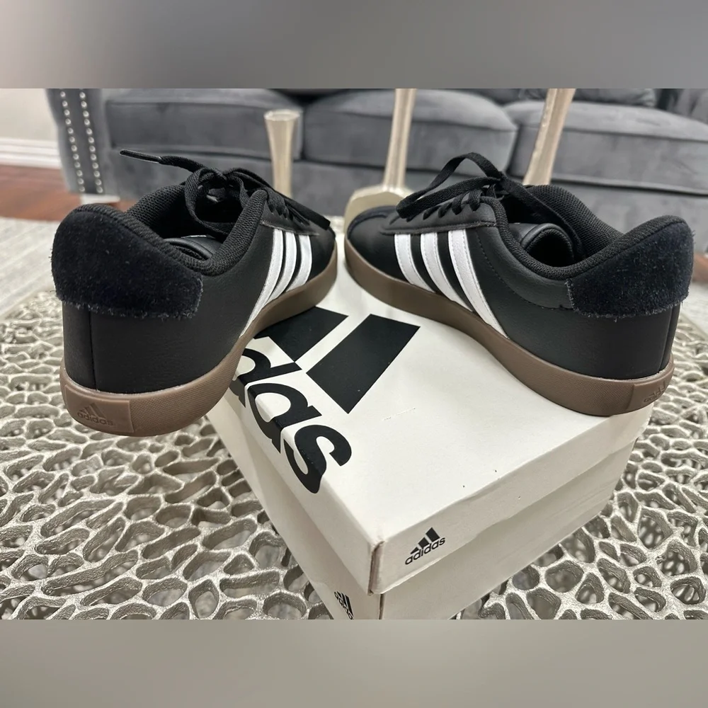 Adidas Men's Black and White Sneakers with Brown Sole - Picture 6 of 8